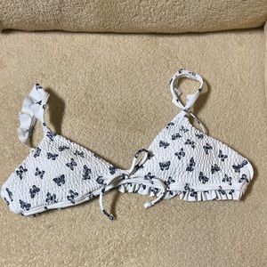 Hollister White with Blue Butterflies Bikini Top